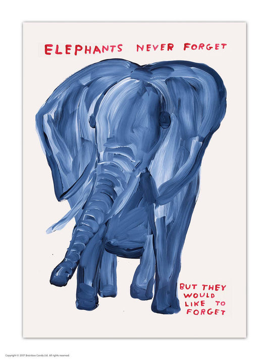 A6 Art Postcard By David Shrigley - Elephants Never Forget