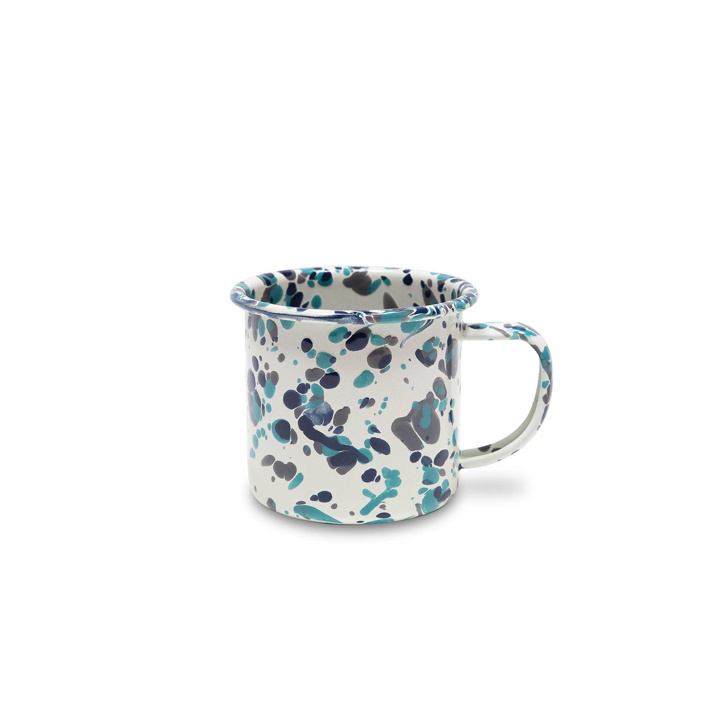 Crow Canyon Catalina Enamelware 12 oz Mug: Mint Hibiscus