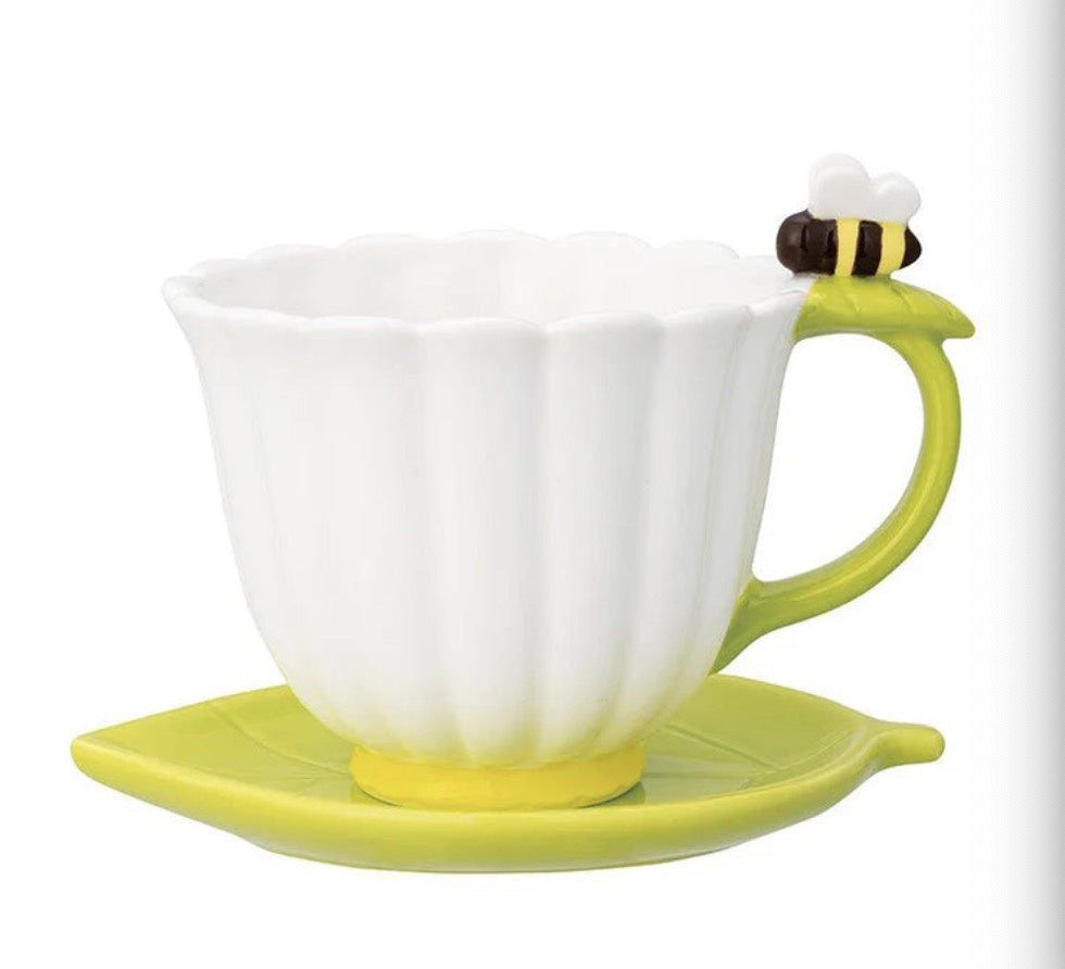 Decole Flower Mug & Saucer Set - Bee