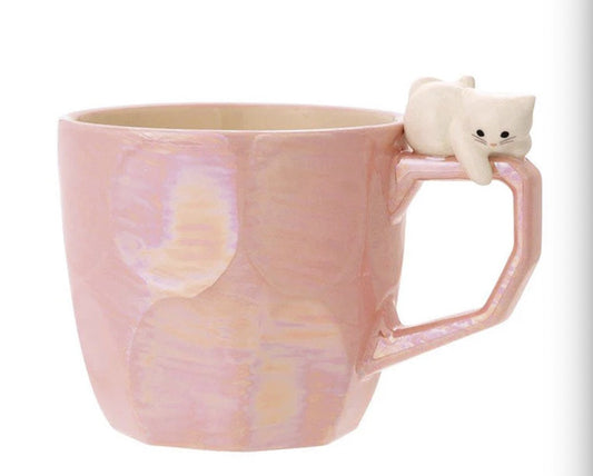 Decole Playing Cat Luster Mug -Pink