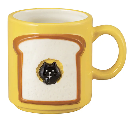 Quirky Japanese Bakery Cat Mug - Light Yellow