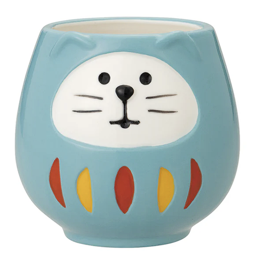 Decole Concombre Daruma Mug - Lucky Cat - Blue