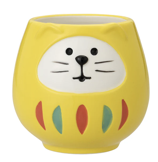 Decole Concombre Daruma Mug - Lucky Cat - Yellow