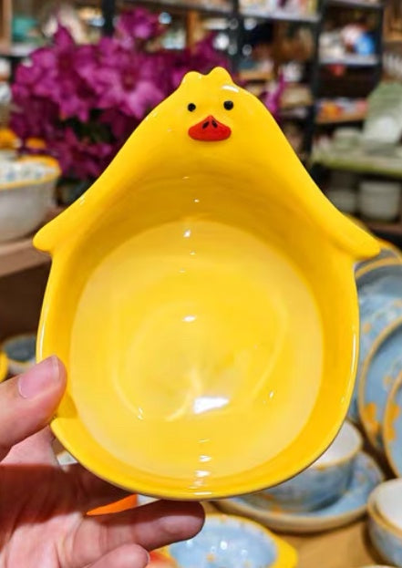 Handmade animal small bowl - yellow chicken