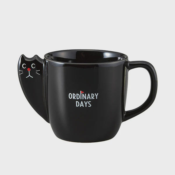 Decole Hyokkori Cat Mug - Ordinary Days - Black