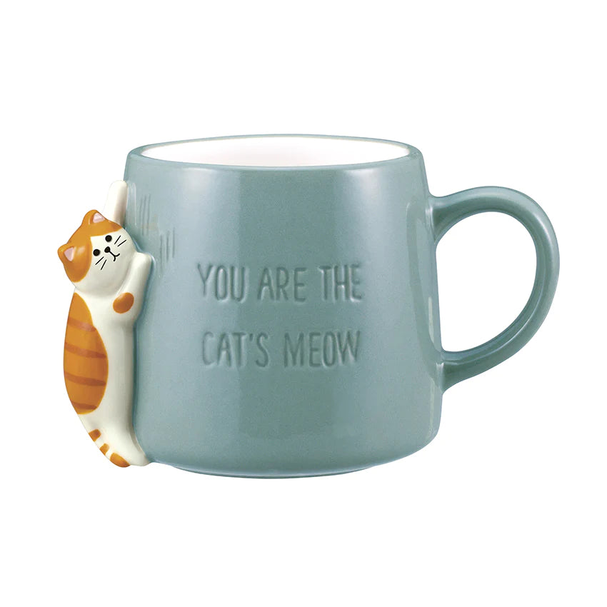 Decole Happy Cat Day Mug - Yellow / Blue