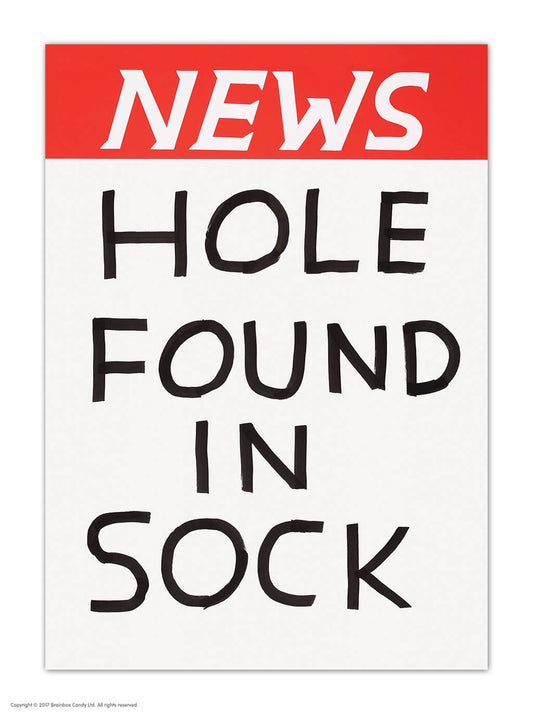 A6 Art Postcard By David Shrigley - Hole Found In Sock