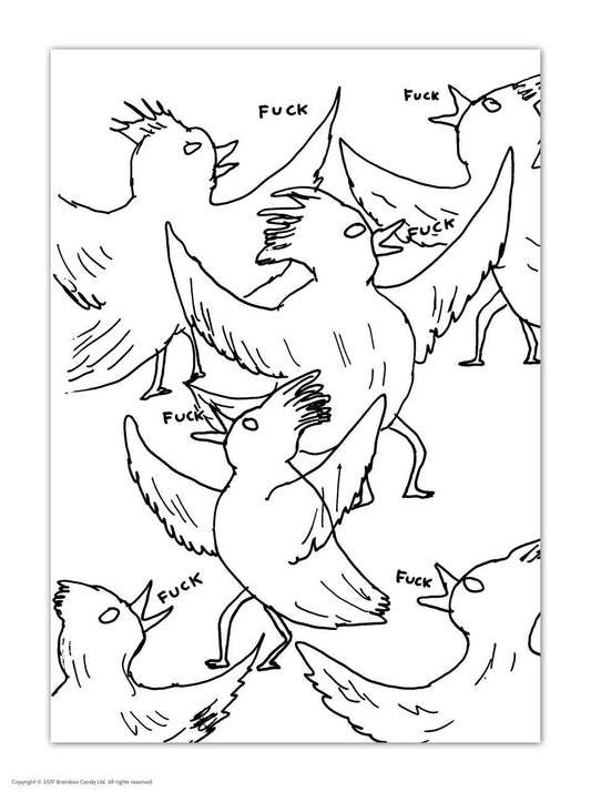 A6 Art Postcard By David Shrigley - Fuck Birds