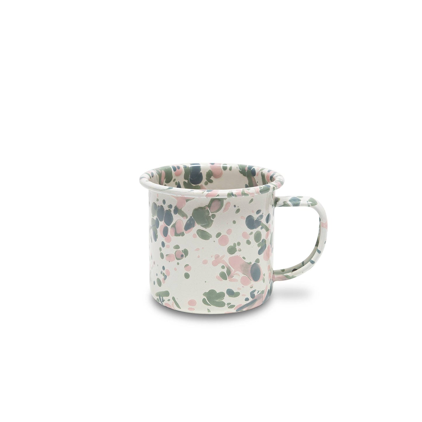 Crow Canyon Catalina Enamelware 12 oz Mug: Mint Hibiscus